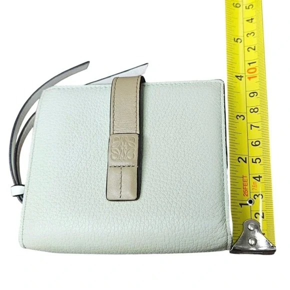 LOEWE Puzzle Bifold Wallet Leather Matcha Green Beige SET Box + Booklet AUTH - Picture 12 of 13